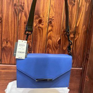INC International Yvonn Faux Leather Contrast Trim Crossbody Handbag Blue